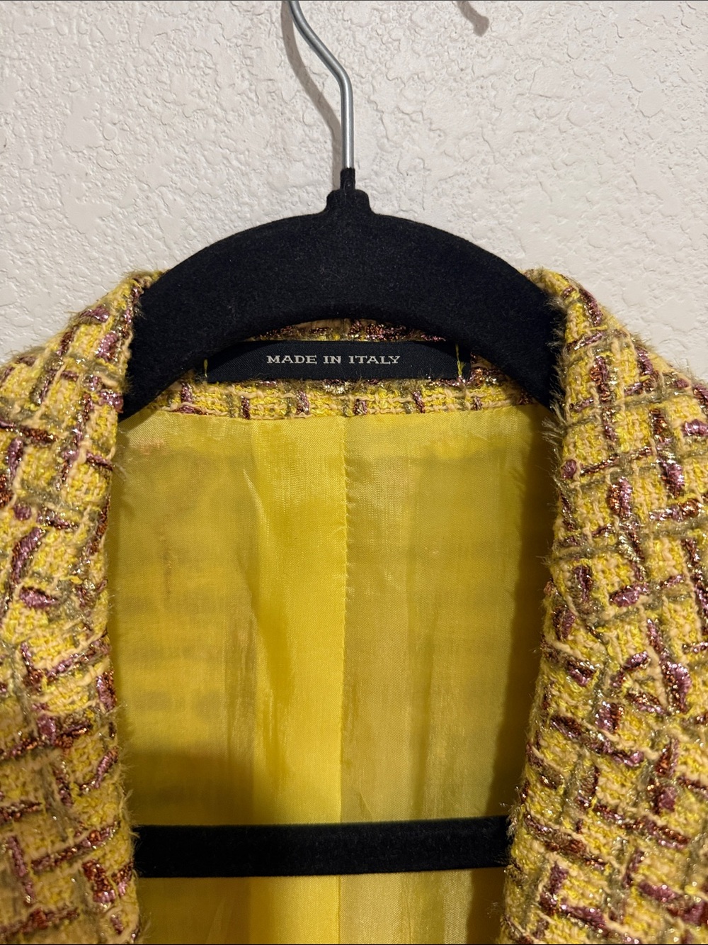 Tagliatore Gorsuch Yellow Tweed Double-Breasted Blazer Jacket see measurements - Picture 8 of 11